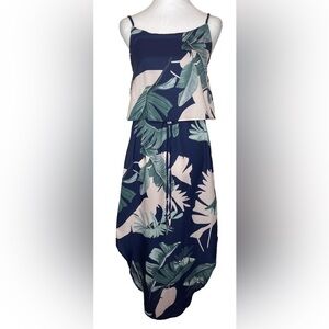 Summer Adjustable Spaghetti Strap Ruffle Split Beach Tropical  Maxi Dress Small